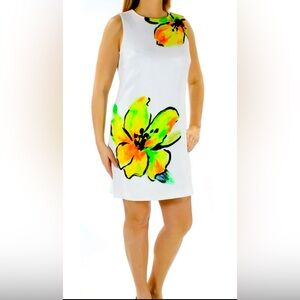 Ralph Lauren White Dress with Vibrant Floral Accents very nice 😍